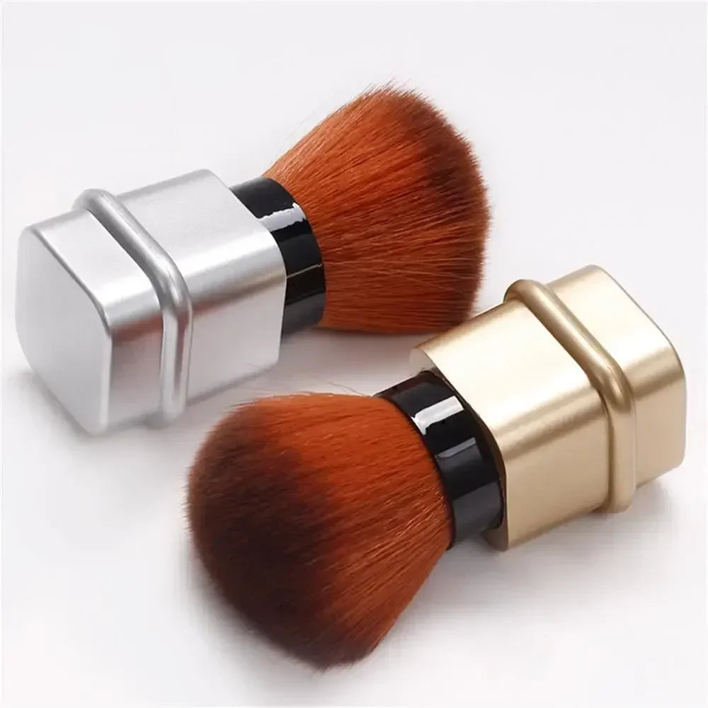 Brocha cuadrada retráctil para colorete, polvo suelto y cepillo de ajuste con cubierta, herramienta de maquillaje multifuncional portátil