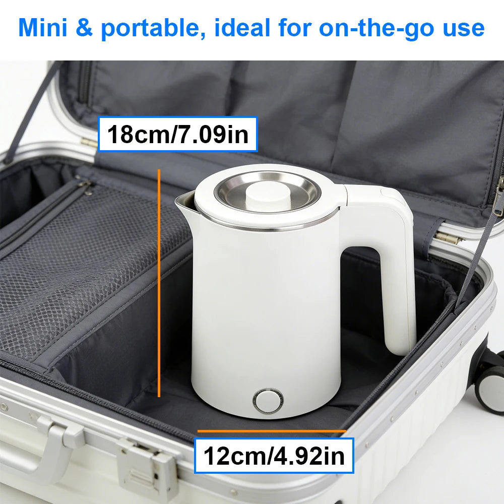 Hervidor Eléctrico Portátil de 1.0L, Hervidor de Agua Automático de Acero Inoxidable para Viajes, Campamentos en el Extranjero, Hervidor Inteligente