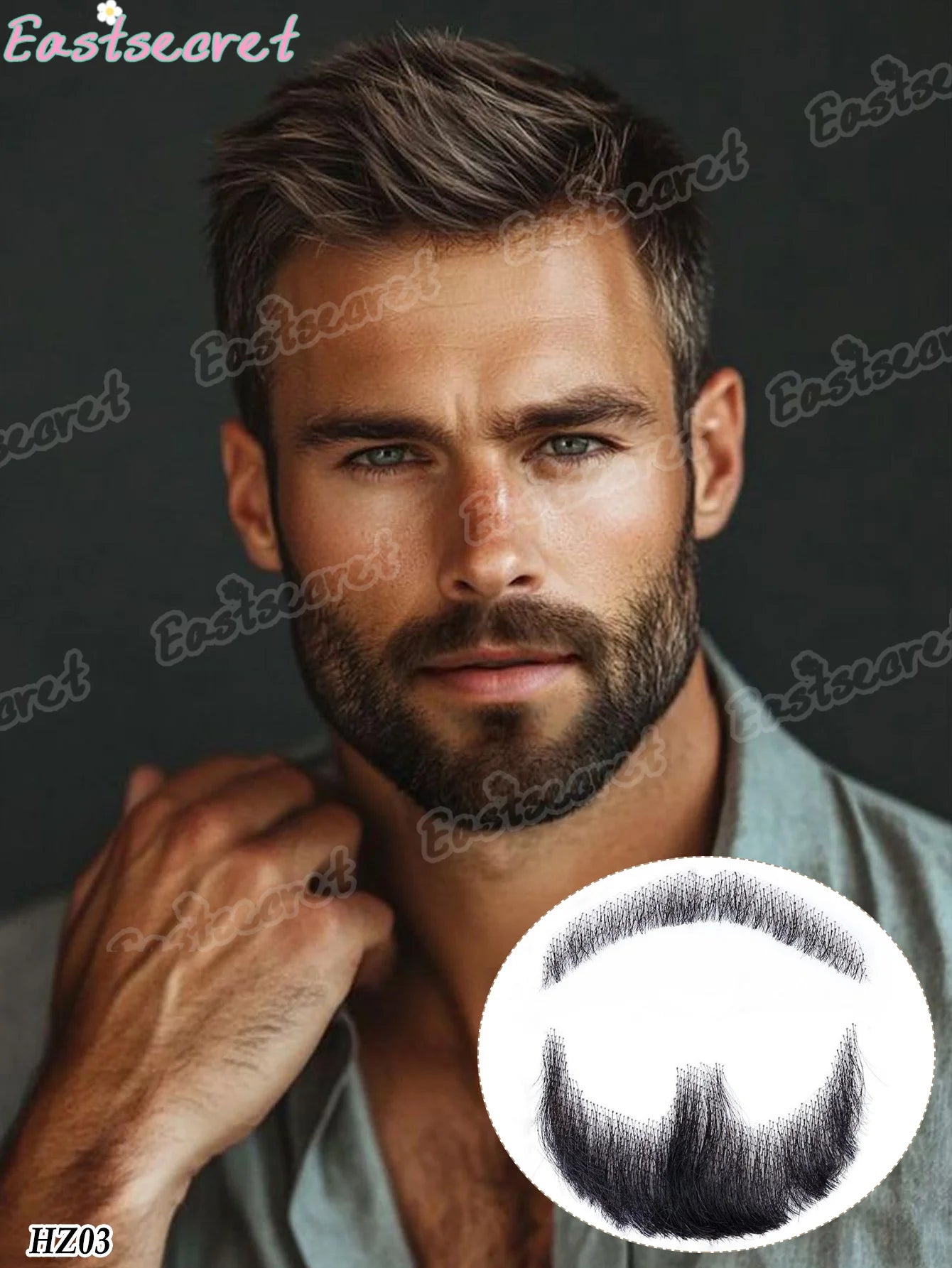 Bigote falso de barba de encaje sintético para hombres, bigote hecho a mano por pelo Real, Cosplay, encaje sintético, barbas invisibles