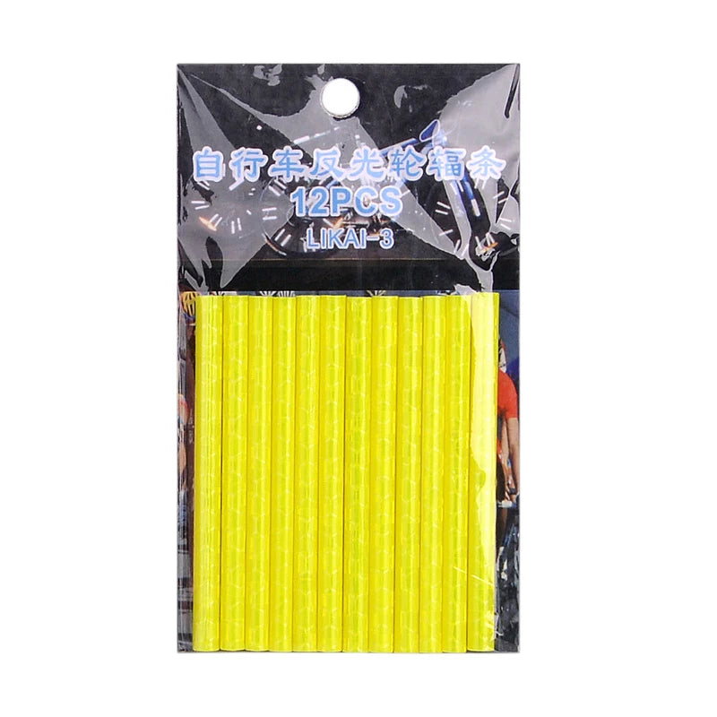 12 unids/bolsa radios de rueda de bicicleta pegatina reflectante tira de tubo luz de advertencia DIY 7,5 cm MTB Reflector de ciclismo Kit de seguridad reflectante