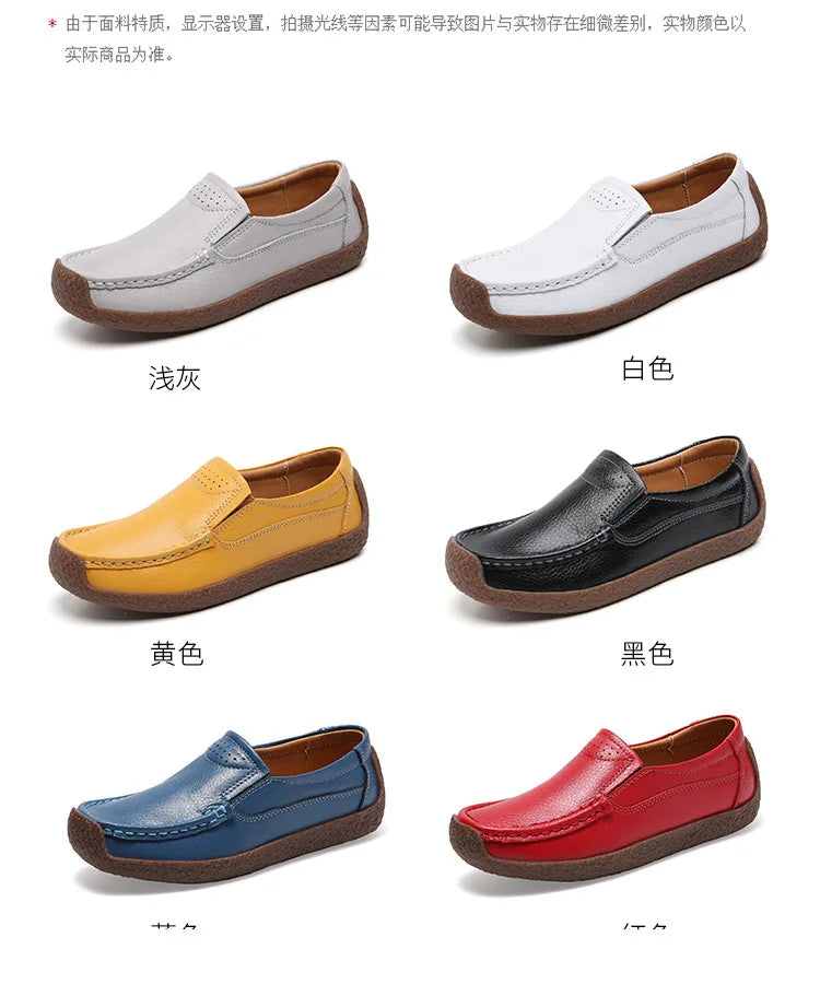 Zapatos informales De cuero genuino para Mujer, zapatillas De ocio, mocasines sin cordones De marca De lujo para Mujer, mocasines suaves para Mujer, Zapatos De Mujer
