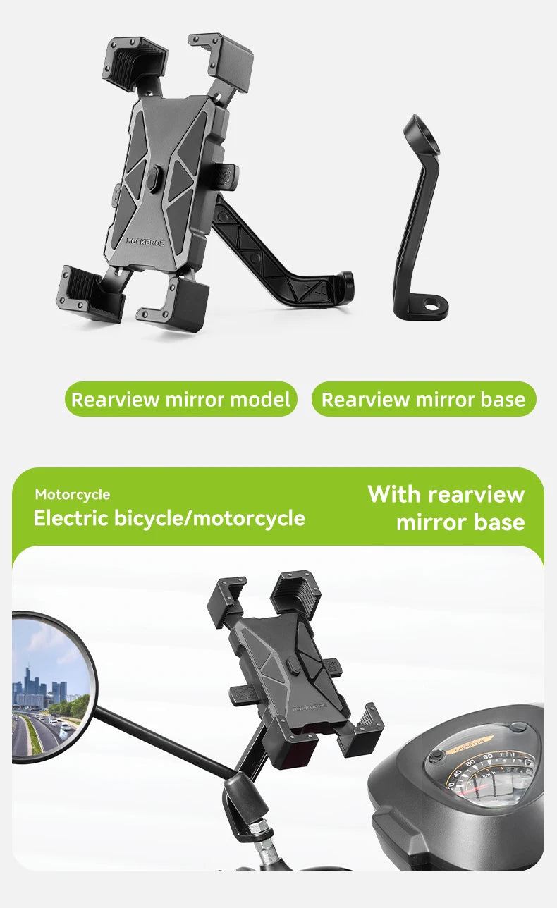 ROCKBROS Soporte para teléfono de bicicleta Monte liviano 4.5-7.2 pulgadas soporte para teléfono inteligente soporte de soporte de teléfonos accesorios para bicicletas