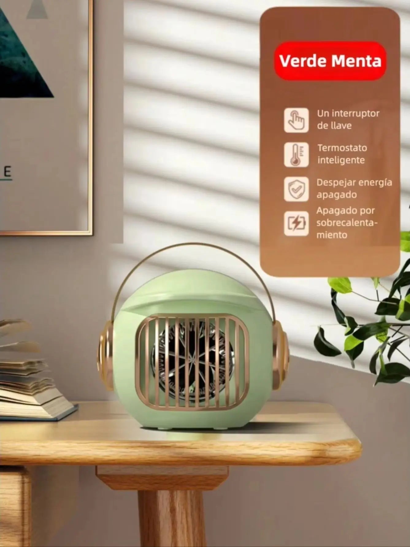 Calentador Eléctrico Portátil para Oficina, Calentador y Ventilador de 1500W, Calentador de Escritorio para Oficina y Hogar, Protección Contra Sobrecalentamiento y Volteo