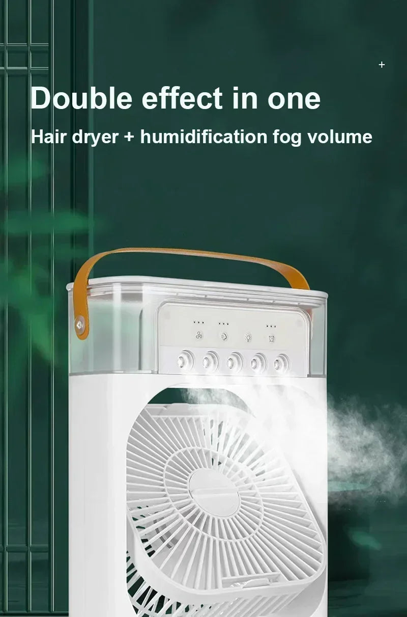 Ventilador humidificador portátil, aire acondicionado, Enfriador de aire pequeño para el hogar, hidromasaje, ajuste de aire portátil para oficina, ventilador de 3 velocidades