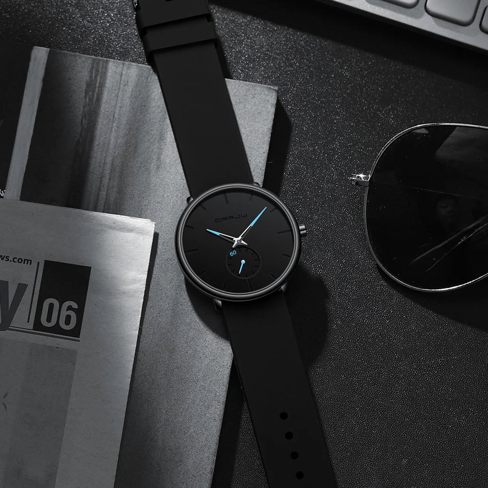 CRRJU-Conjunto de relojes de silicona informales para hombre y mujer, relojes de pulsera de cuarzo con esfera Simple, reloj de vestir para mujer