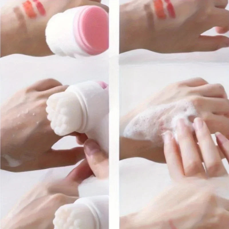 1 cepillo de lavado de cara de silicona de doble cara y cerdas suaves, exfoliación facial, cepillo de limpieza profunda de poros