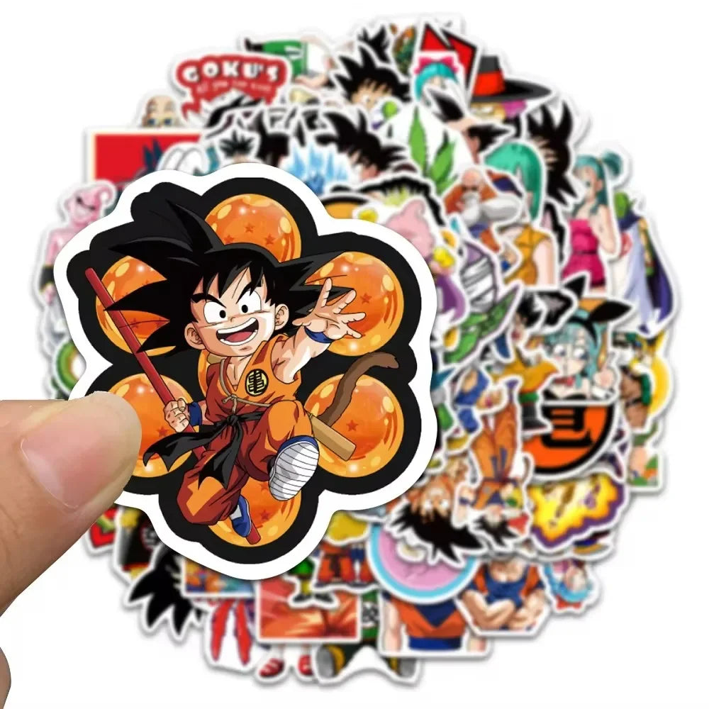 50/100/200 Uds. Pegatinas de Dragon Ball de Anime para niños Graffiti monopatín portátil botella de agua motocicleta pegatina de dibujos animados calcomanías de juguete