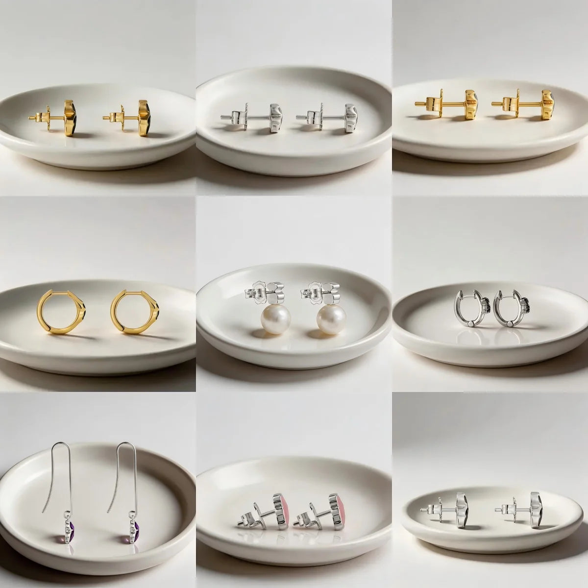 Colección de Pendientes Modernos en Oro y Plata con Detalles de Perlas y Piedras Preciosas |   Joyería Minimalista
