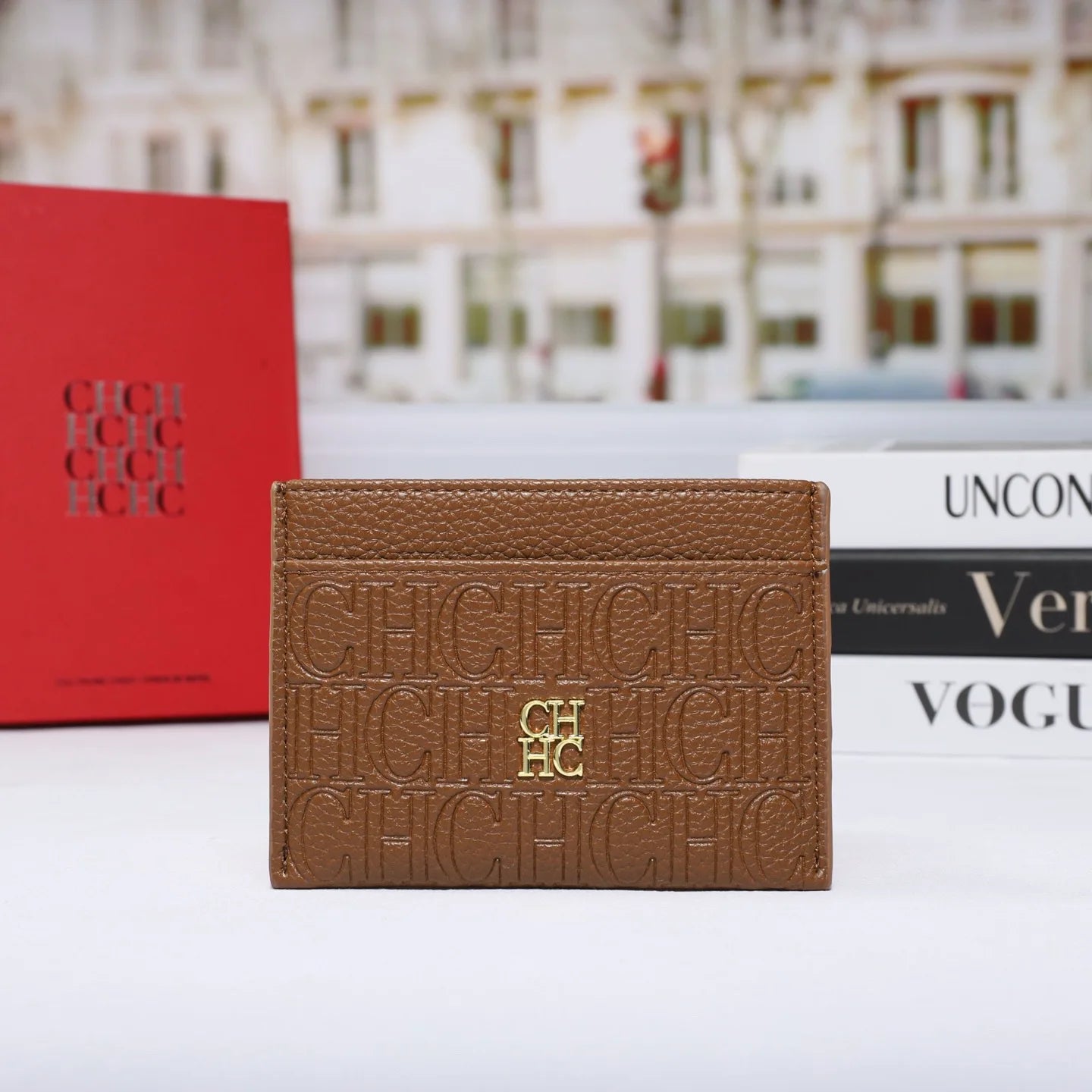 Cartera Clásica de Moda para Hombre y Mujer, Diseño de Letras con Textura Genuina, Clip para Tarjetas, Empaque Simple CH