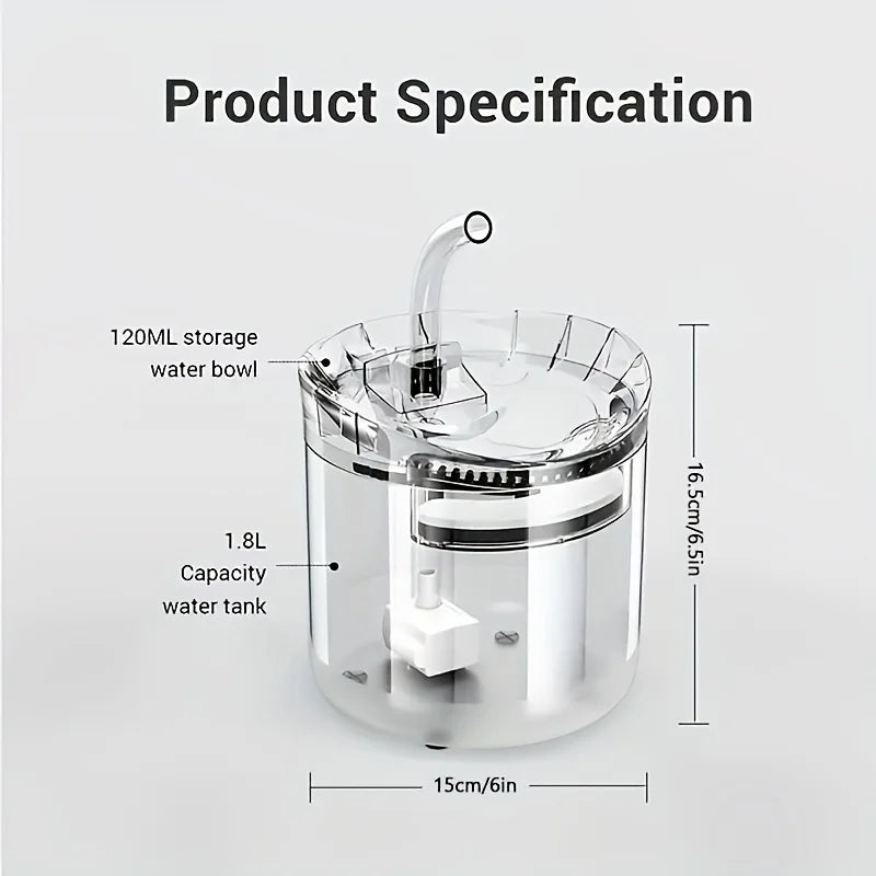 Fuente de agua para gatos, diseño ultrasilencioso, tanque de agua transparente, alimentado por USB, adecuado para gatos y perros pequeños