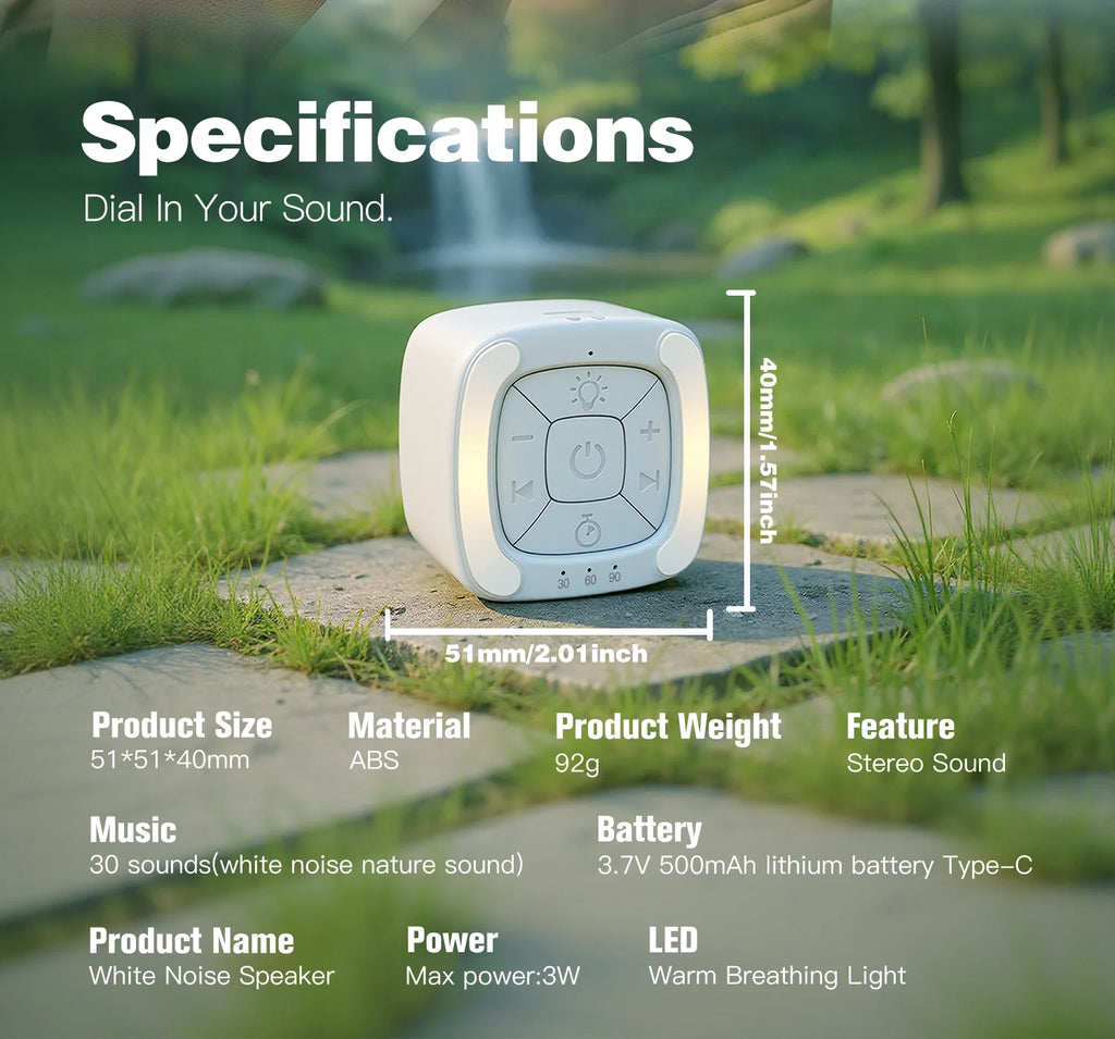 Máquina Portátil de Ruido Blanco para Bebés, Ayuda para Dormir y Calmante con 30 Sonidos Relajantes, Luz Nocturna y Temporizador, Artículos para Bebés, Regalo para Recién Nacidos
