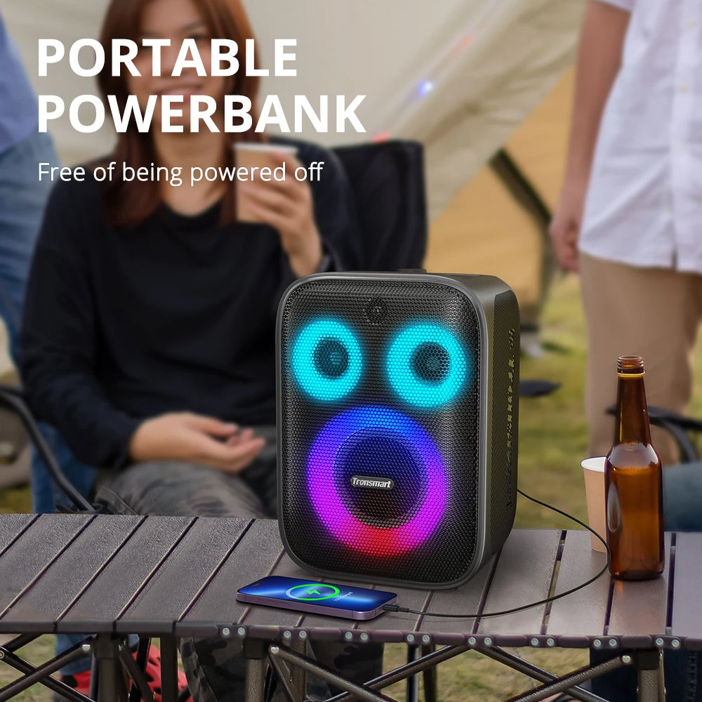 Tronsmart bocina bluetooth Halo 200 altavoz bluetooth potente Altavoz de fiesta potente Bluetooth con 120 W, sistema de sonido de 3 vías, entrada de micrófono y guitarra con cable, control de aplicaciones