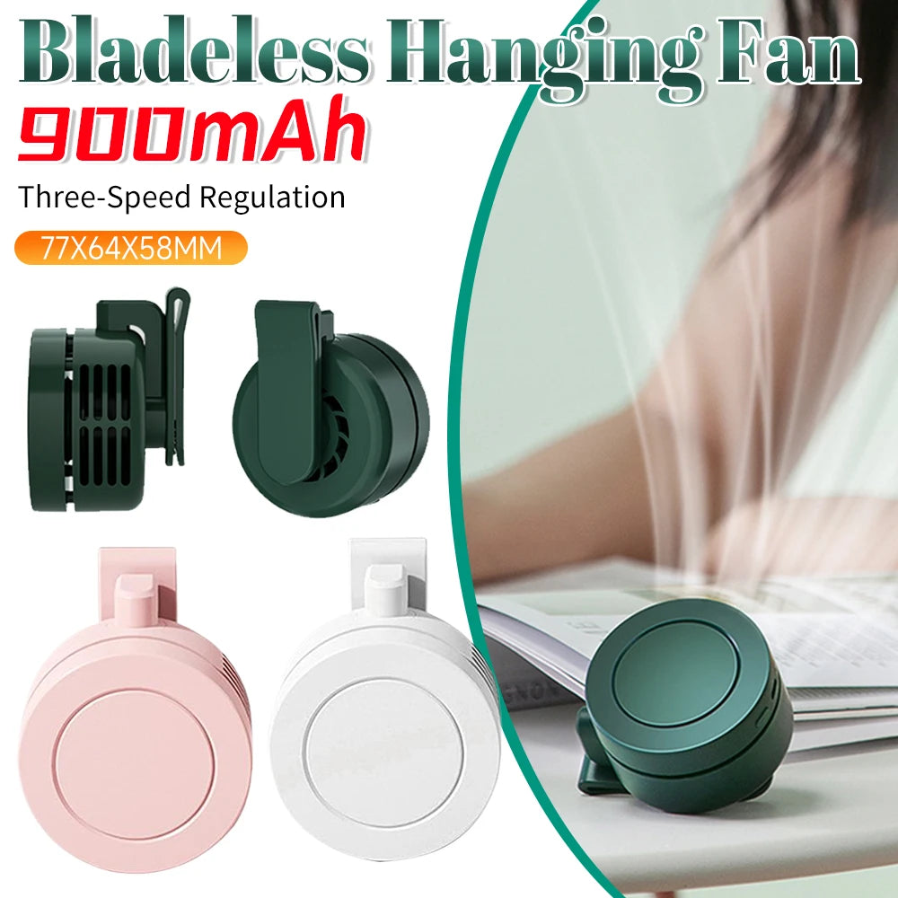 Mini ventilador portátil con Clip, ventilador de refrigeración eléctrico sin aspas de 3 velocidades, ventilador colgante para cintura, cuello, cintura, recargable por USB para exteriores