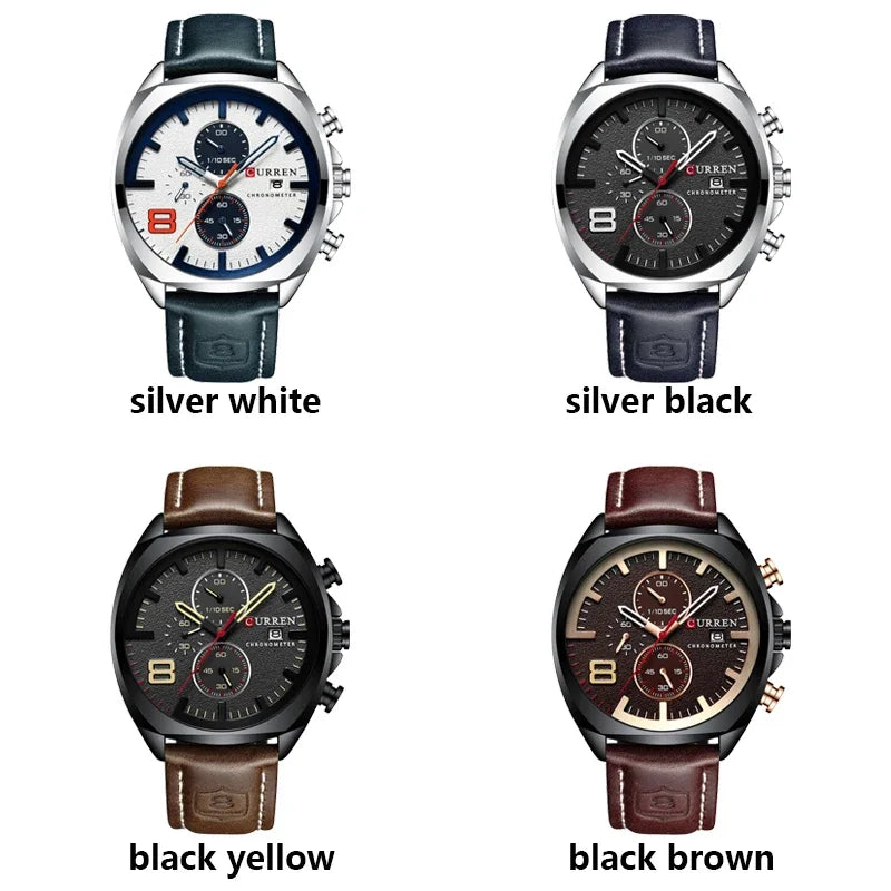 Reloj CURREN para hombre, reloj de pulsera de lujo, relojes de pulsera de cuarzo, relojes de cuero de moda estilo Punk para hombre, reloj Masculino
