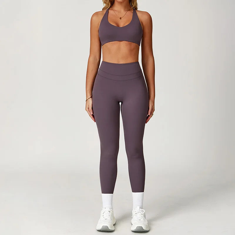 Ropa deportiva de 2 piezas para mujer, conjunto de Yoga, ropa de gimnasio, ropa deportiva, trajes de Yoga, conjunto de Fitness, chándales, Sujetador deportivo, mallas de cintura alta para gimnasio