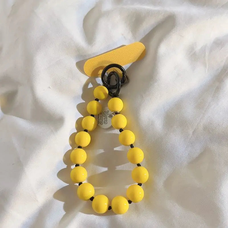 1 x Correa de muñeca unisex para teléfono móvil, sencilla y minimalista; disponible en 8 colores con dijes de cuentas en forma de corazón; versátil para móvil