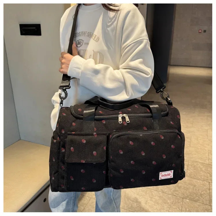 Bolsa de viaje de pana, bolsa de viaje de gran capacidad con compartimento para zapatos, bolsas deportivas para Fitness para mujer, bolsas de lona