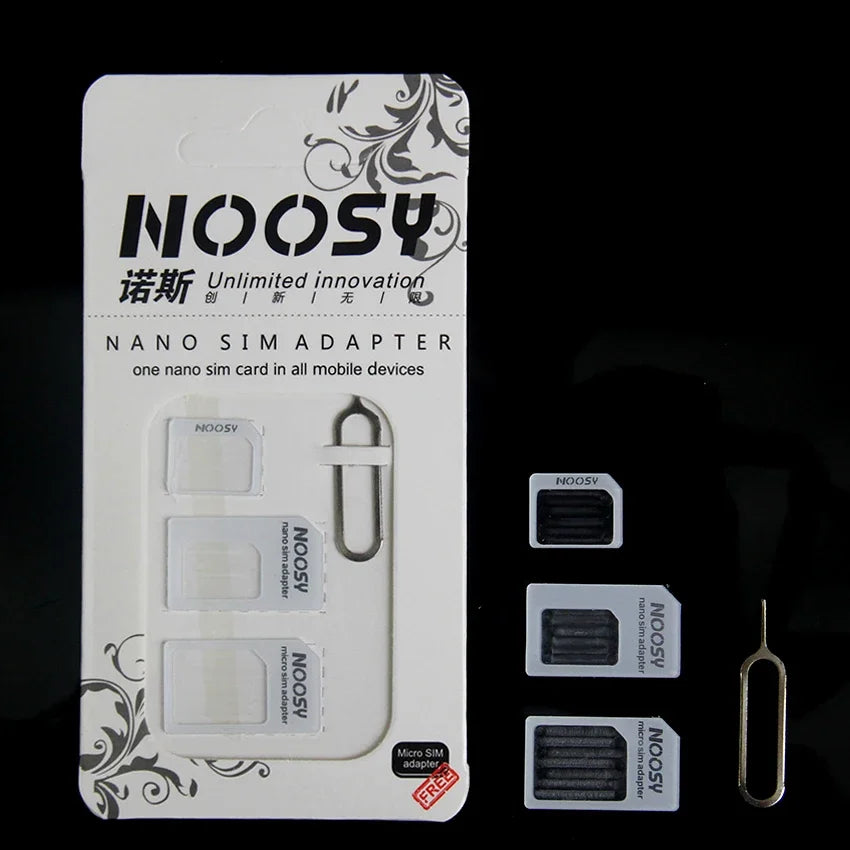 Kit Adaptador de Tarjeta SIM Micro Nano 4 en 1 con Aguja Expulsora para iPhone, Huawei, Samsung y Teléfonos Móviles Inteligentes