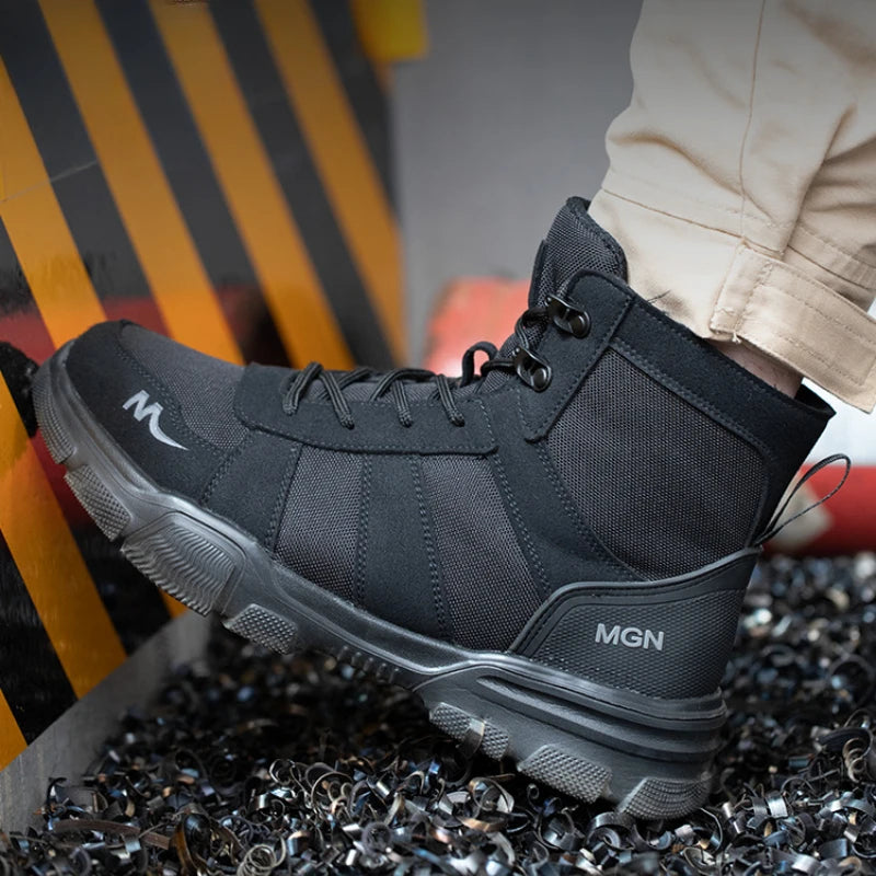 Botas de seguridad indestructibles para hombre, zapatos cómodos con punta de acero, zapatillas antigolpes a prueba de pinchazos, botas de trabajo antideslizantes para hombre