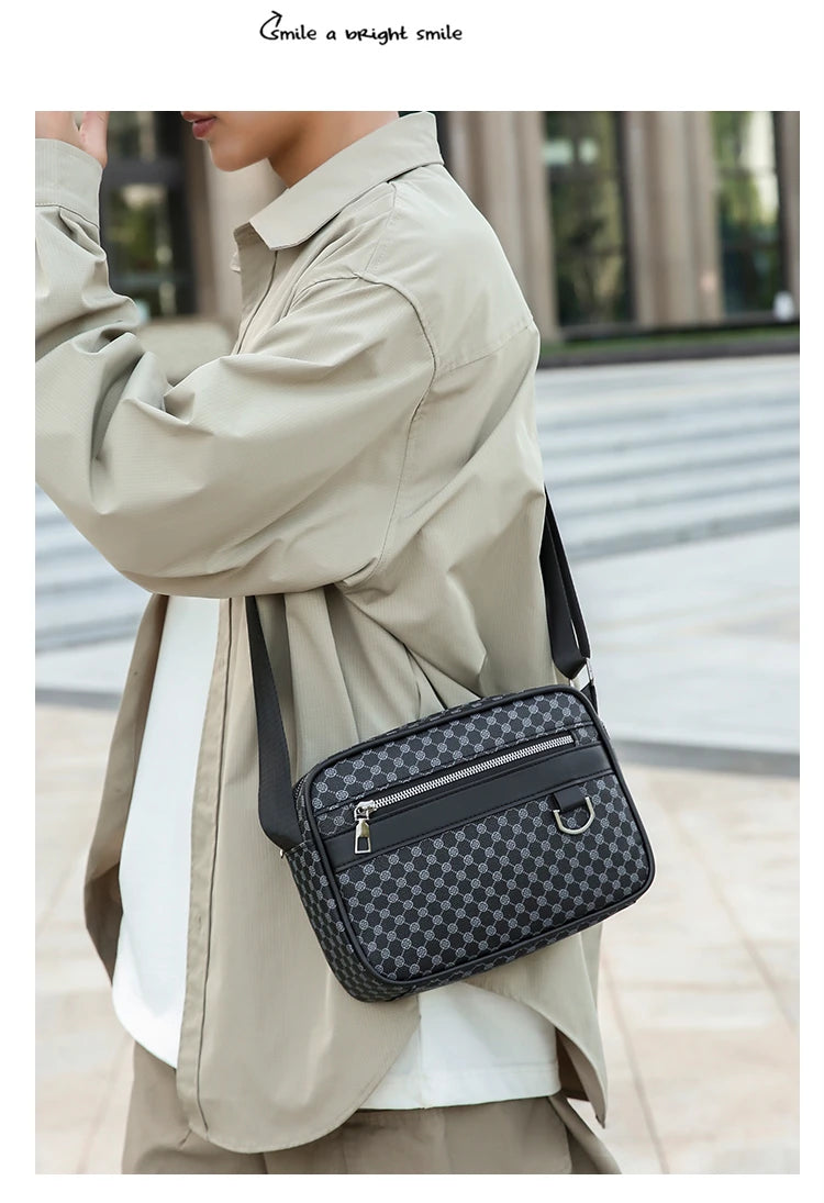 Bolso de hombro con estampado de moda para hombre, bandolera de mensajero de piel sintética, bolso de estilo Vintage para hombre, bolso de hombro, regalo para hombre