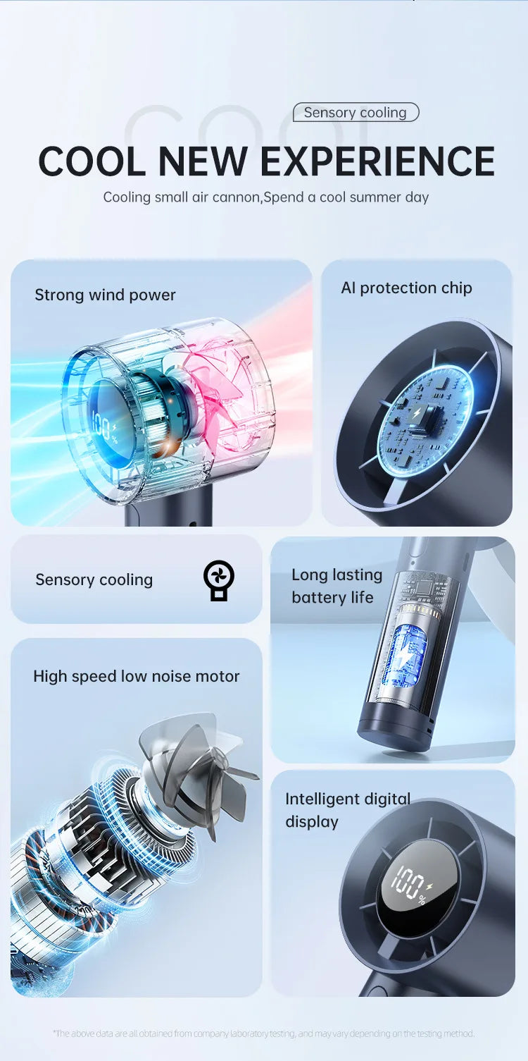 Ventilador de Mano Portátil con Enfriamiento de Hielo, 100 Velocidades, Potente, Recargable por USB, con Soporte para Teléfono