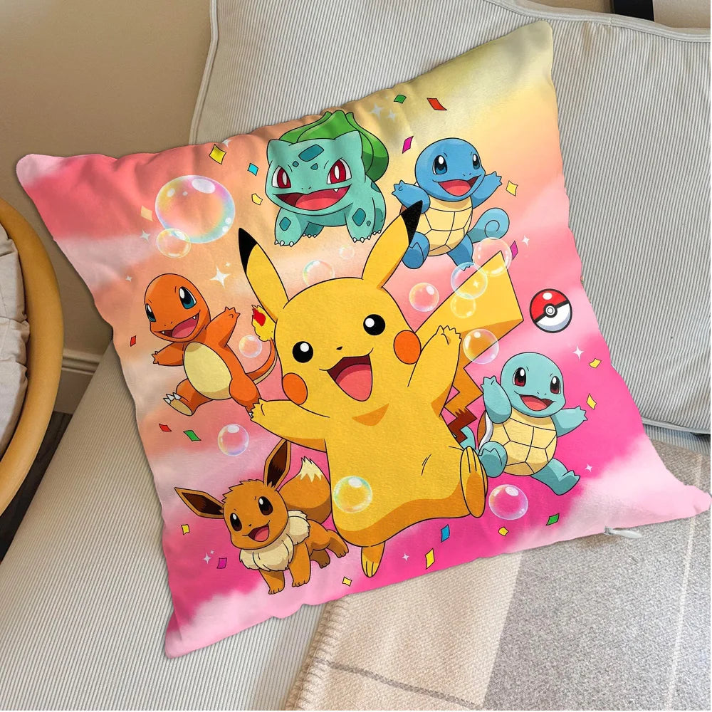 Funda para fundas de almohada Kawaii P-Pilkachuus, funda nórdica para almohada de 45x45, fundas para cojines, almohadas para dormir, decoración decorativa para el hogar