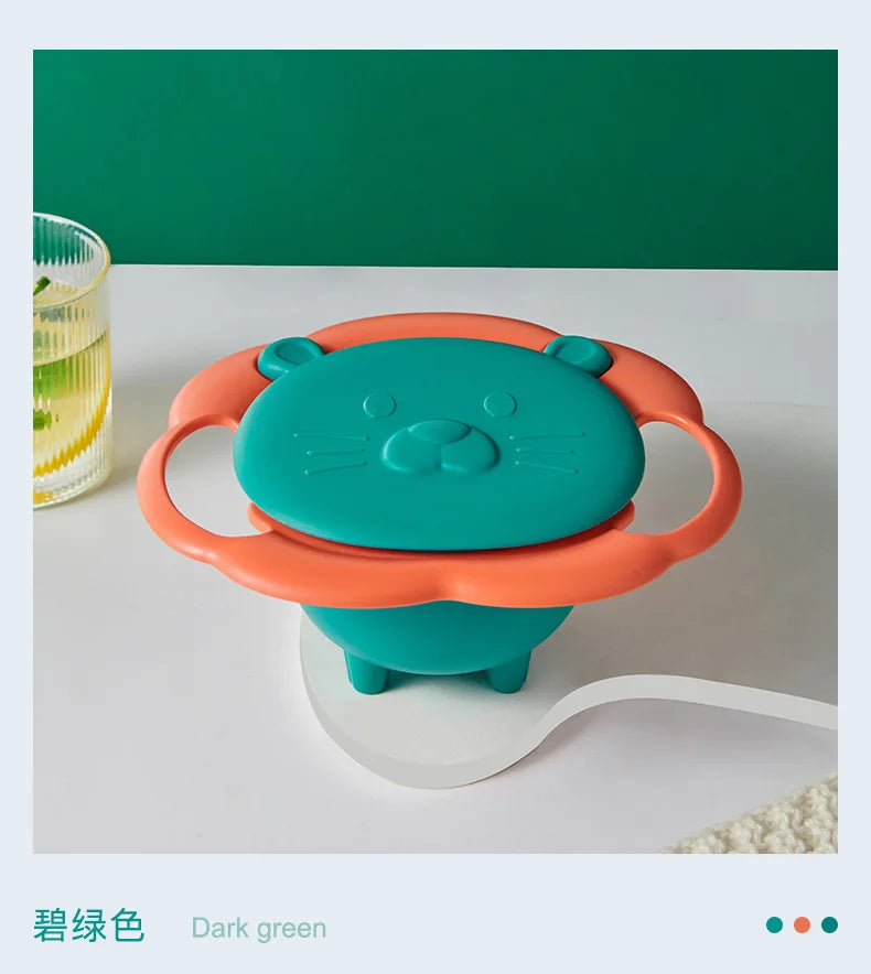 Cuenco giroscópico para bebé, diseño práctico, equilibrio giratorio para niños, novedad, giroscopio giratorio 360, platos de alimentación sólidos a prueba de derrames, plato para niños