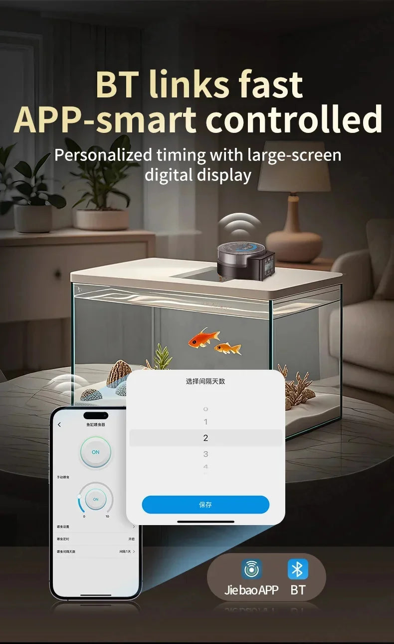 Jebao DRF-comedero automático inteligente para peces de acuario, con sincronización Digital, Control BT, alimentación, pecera pequeña, dispensador de alimentos inteligente