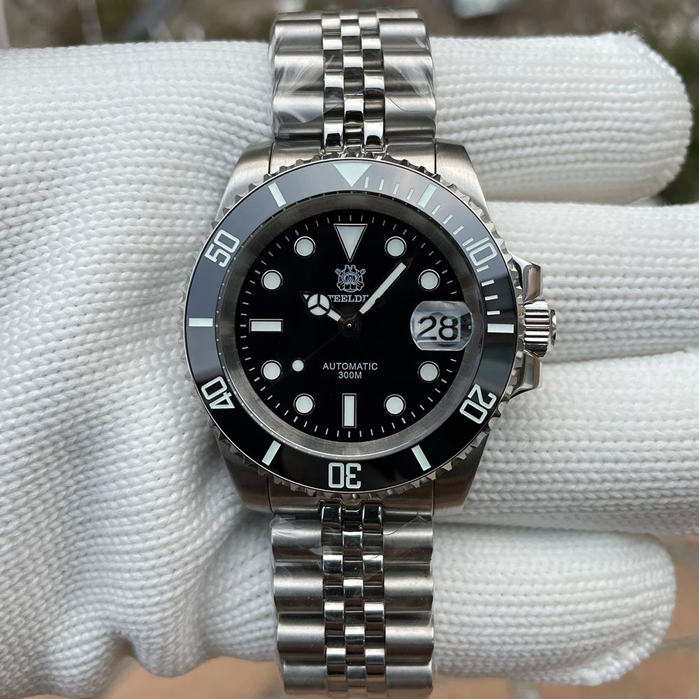 STEELDIVE SD1953 41MM clásico agua fantasma calendario lupa NH35 movimiento mecánico BGW9 superluminoso 30Bar reloj impermeable