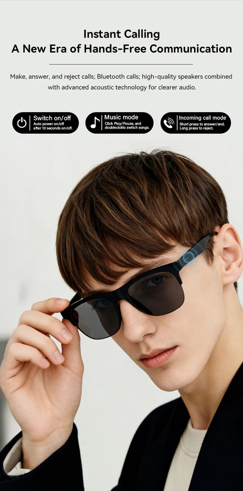 Gafas Inteligentes con IA, 4K, Control Remoto, Cámara Táctil, Grabación, Traductor, Asistente de Voz, Bluetooth Inalámbrico