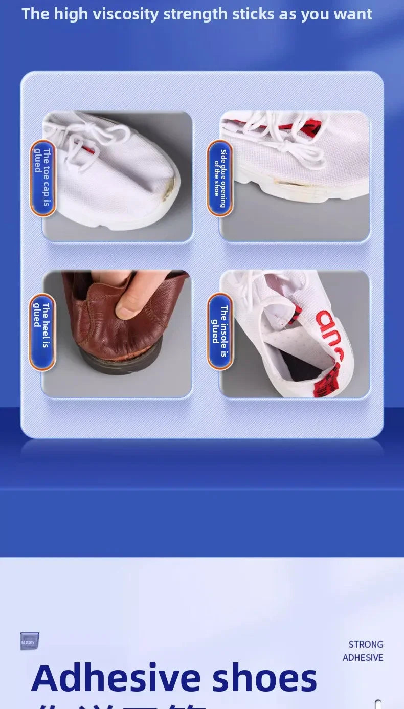 Pegamento Fuerte para Zapatos 60ml, Adhesivo Impermeable de Secado Rápido para Reparación, Fijación de Zapatillas y Botas, Resina Suave Transparente para Manualidades DIY
