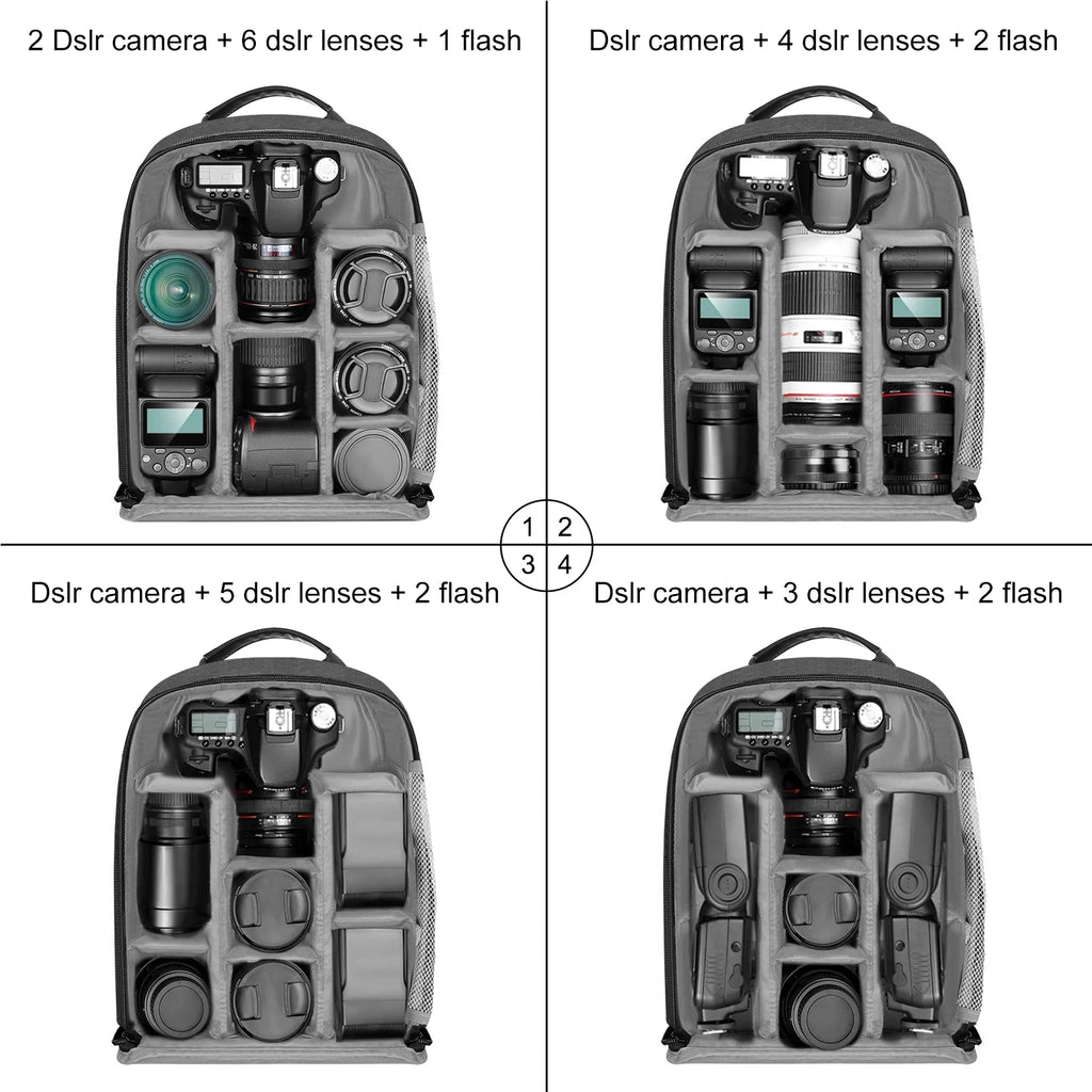 Mochila para cámara PULUZ PU5018B con panel solar, bolsa para cámara resistente al agua, mochila de fotografía multifuncional de gran capacidad