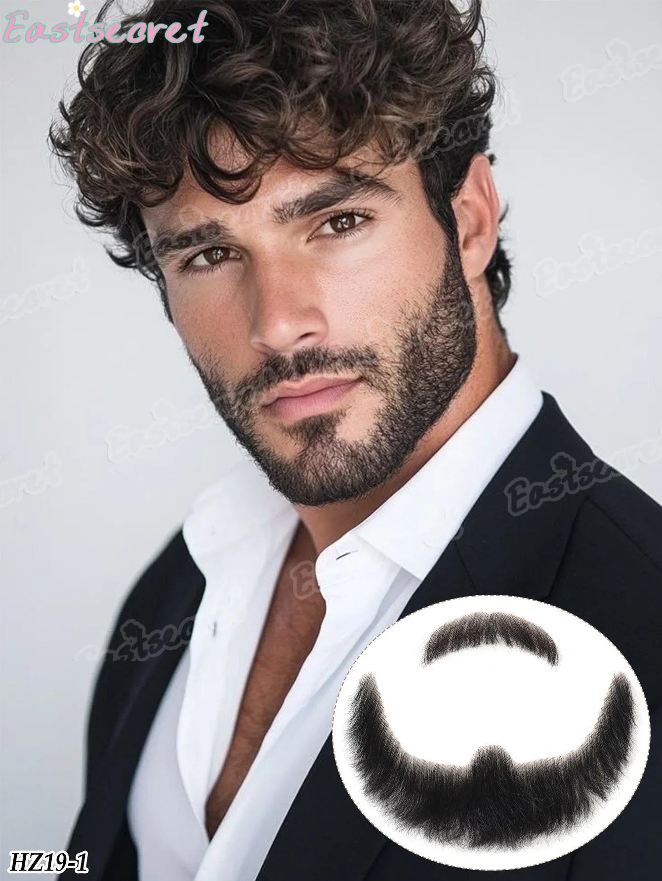 Bigote falso de barba de encaje sintético para hombres, bigote hecho a mano por pelo Real, Cosplay, encaje sintético, barbas invisibles