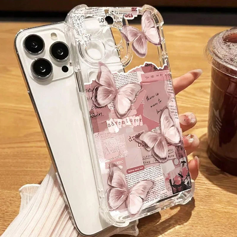 Funda de Silicona Transparente con Diseño de Flores para iPhone 17 Pro Max 11 12 13 14 Plus 15 16 Pro 17 Air X XR XS, Carcasa Protectora Suave