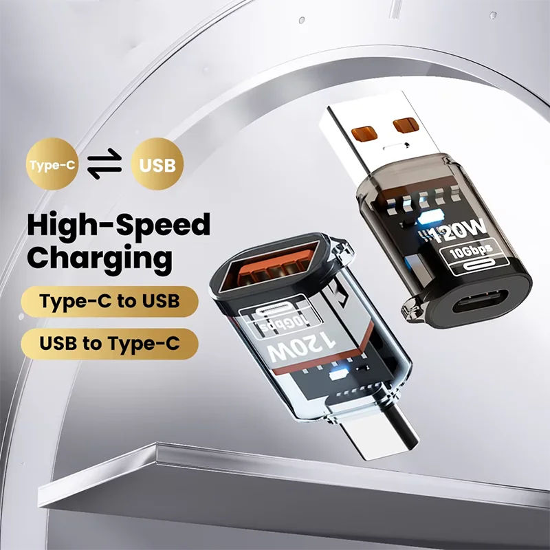 120W OTG USB 3,2 a tipo C adaptador USB hembra a tipo C macho adaptador de carga rápida OTG USB C para iPhone 15 16 Samsung Laptop PC