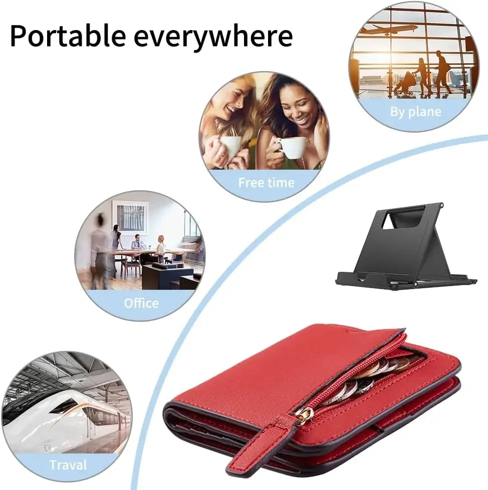 Soporte portátil de escritorio para teléfono móvil, Mini soporte de escritorio Universal, soporte ajustable para todos los teléfonos inteligentes, pantalla de tableta
