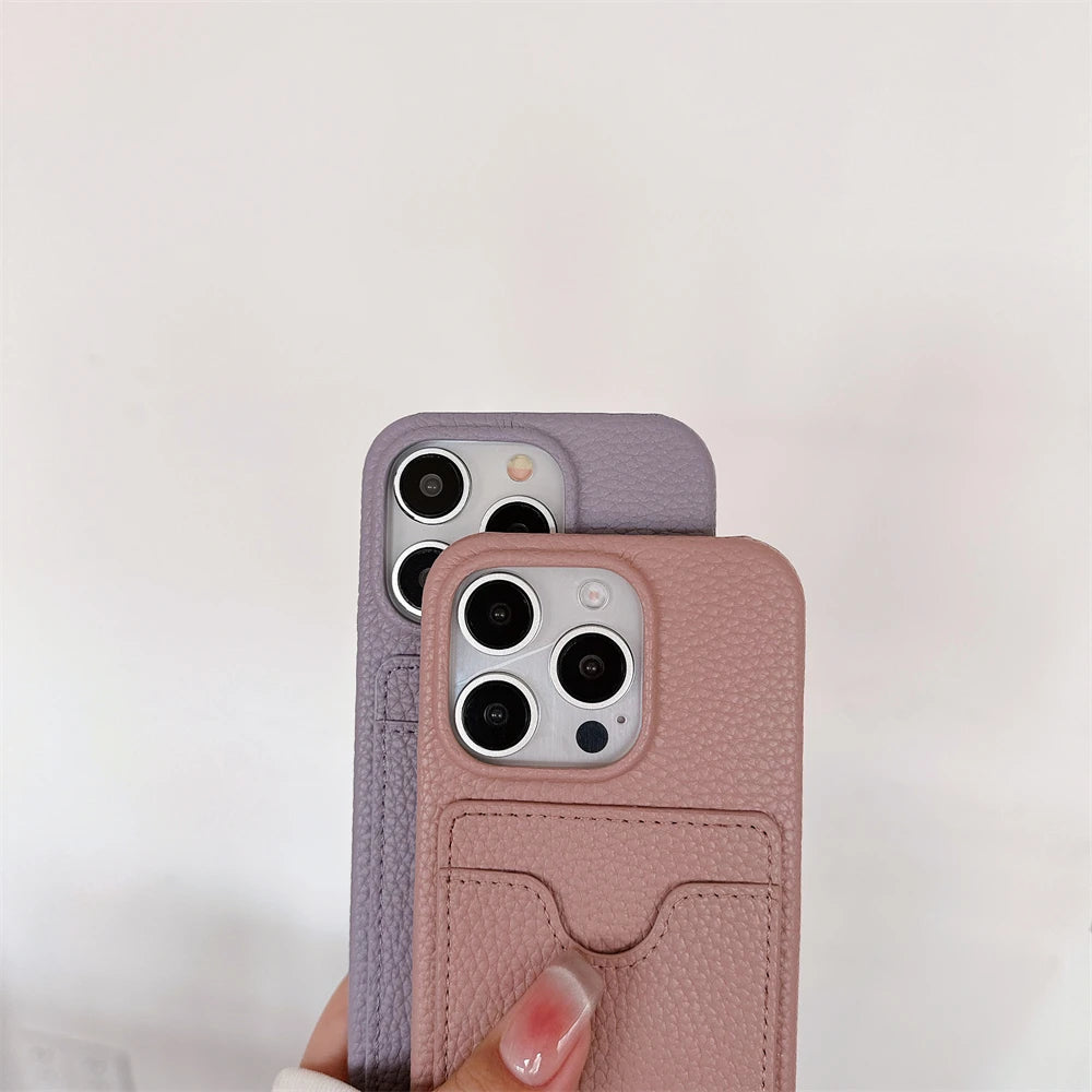 Funda Retro personalizada con nombre de cuero para tarjetas, funda tipo billetera antigolpes para iPhone 15 14 13 12 11 Pro Max 14 15 Plus