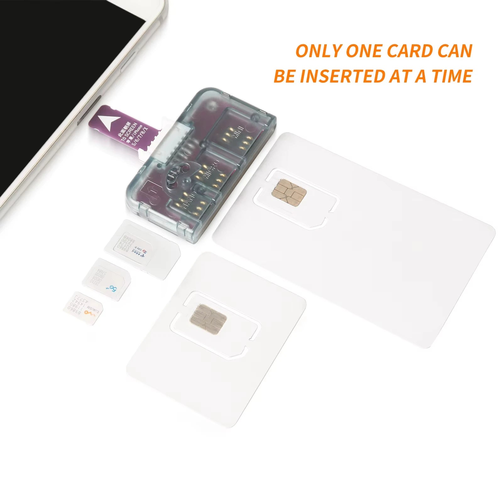 Adaptador de ranura para tarjeta SIM 4 en 1 NEX para iPhone, lector de tarjetas SIM, reemplazo rápido de tarjetas, soporte para tarjeta SIM, reinicio libre Nano