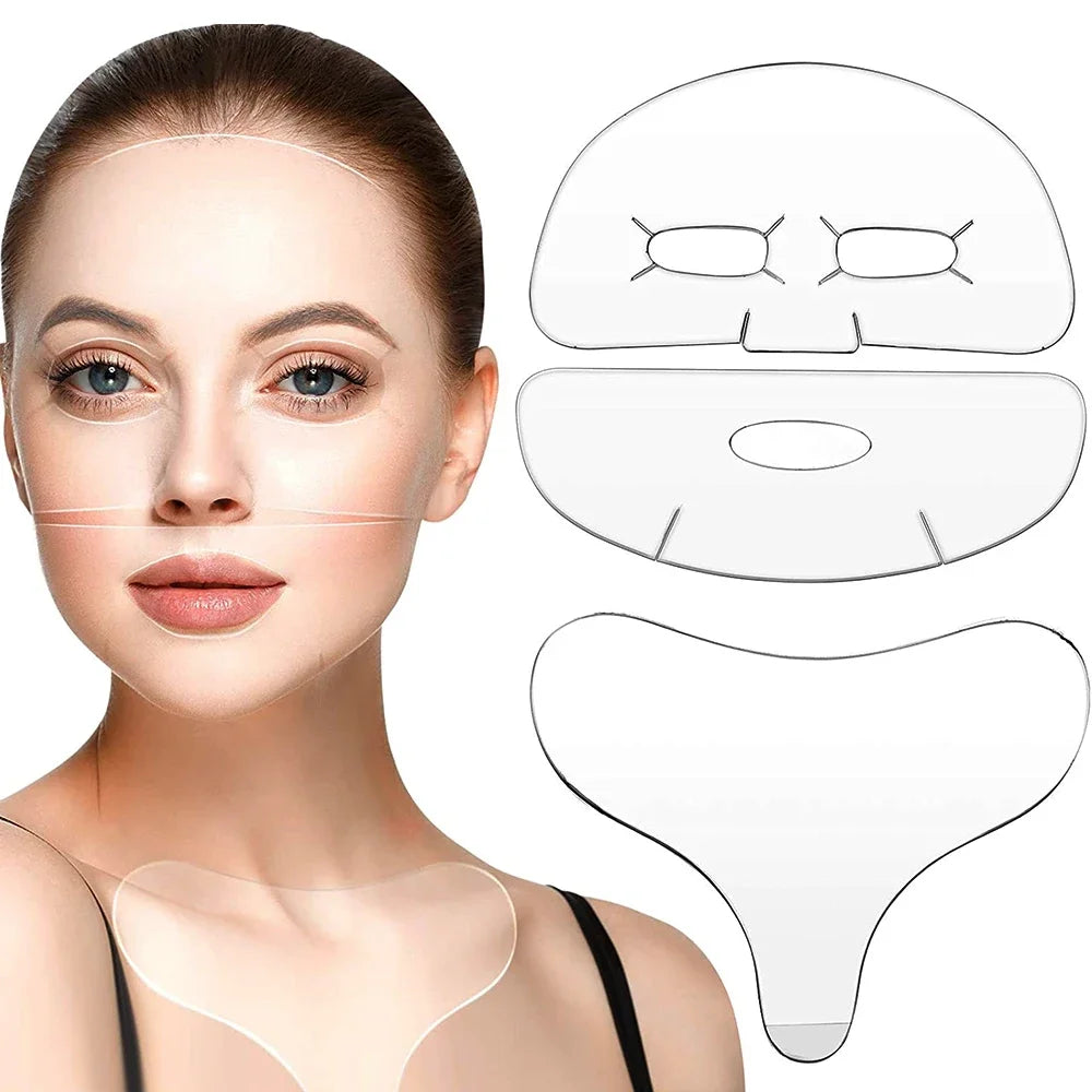 Parches de silicona 2 en 1 para la cara y el cuello, antiarrugas, para suavizar la piel del rostro y el pecho, herramientas para el cuidado de la piel.