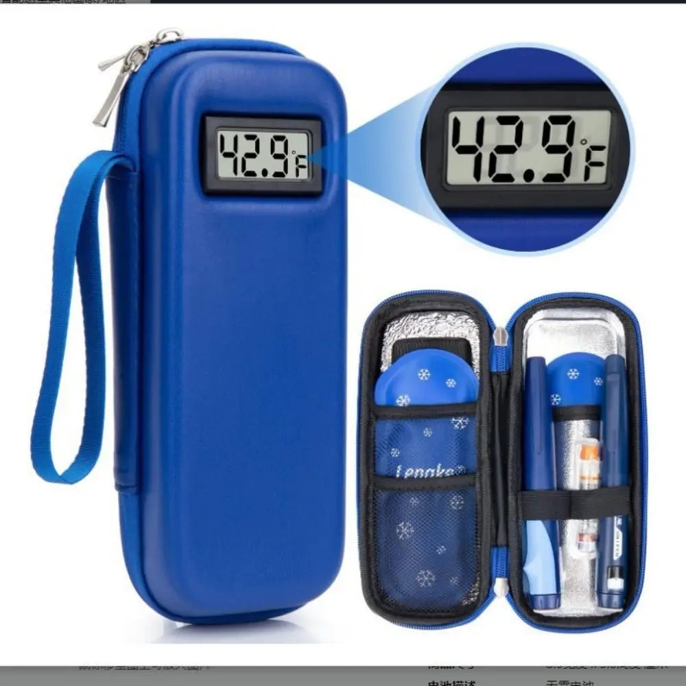 Enfriador de insulina impermeable, Estuche De Viaje, organizador de medicina refrigerado portátil reutilizable, aislado con pantalla de termómetro