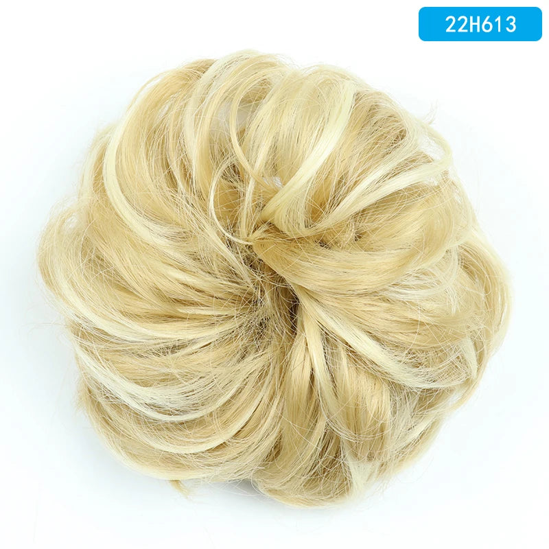 AZQUEEN-extensión de cabello de moño desordenado, banda elástica sintética, moño ondulado rizado, Scrunchies Donut Updo, postizo para mujer