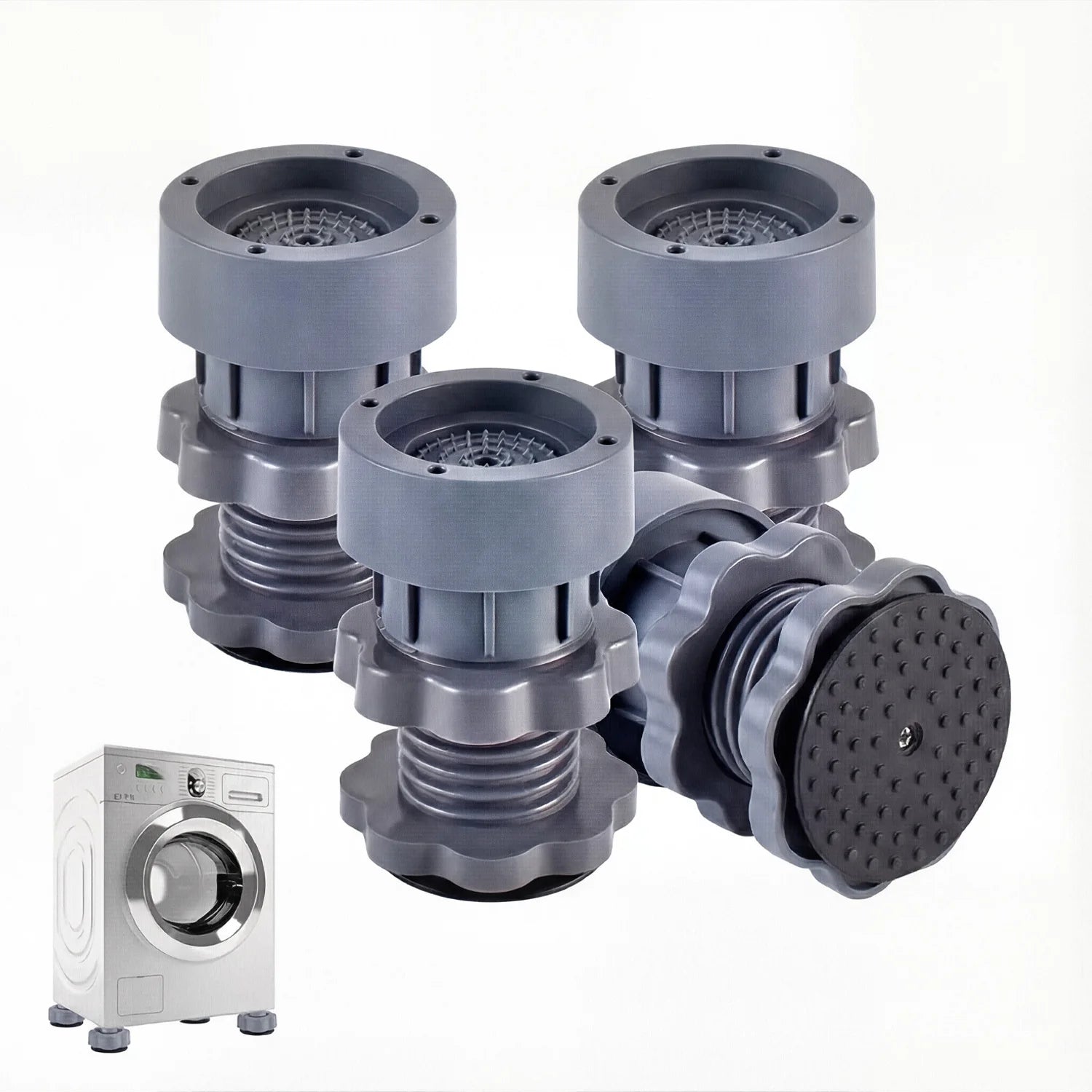 Base Antivibración para Lavadora, Almohadillas Antideslizantes y Amortiguadoras, Soporte Universal Elevador para Lavadora, Refrigerador, Reducción de Ruido y Humedad