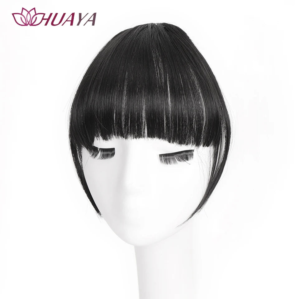 HUAYA-flequillo de aire sintético para mujer, pelo falso corto Natural, Invisible, sin costuras, extensiones de cabello frontal