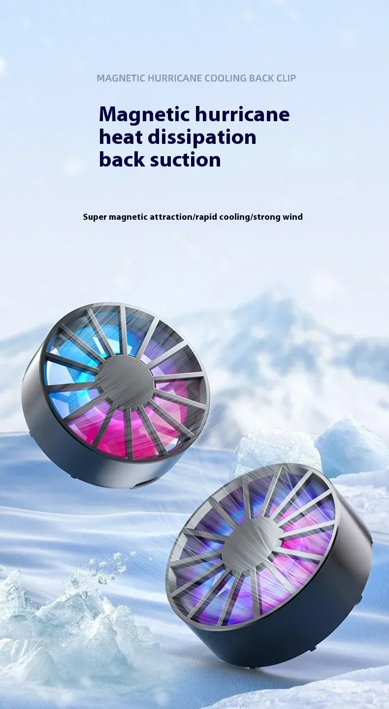Enfriador de Teléfono Portátil Magnético, Ventilador Ligero de Bajo Ruido con Luz RGB, Enfriamiento Rápido para Teléfono, Tableta, Juegos PUGB