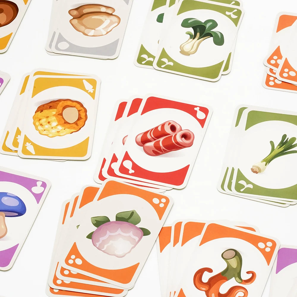 Juego de cartas estilo Hotpot de Palia, juego de colección para fiestas, juego de estrategia y emparejamiento, crea tres conjuntos de tres cartas, divertido.