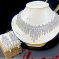 ASNORA-Juego de joyería nupcial de Dubái para boda, diseño Floral de lujo, 2 uds., circonita cúbica brillante, collar, pendientes colgantes X0202
