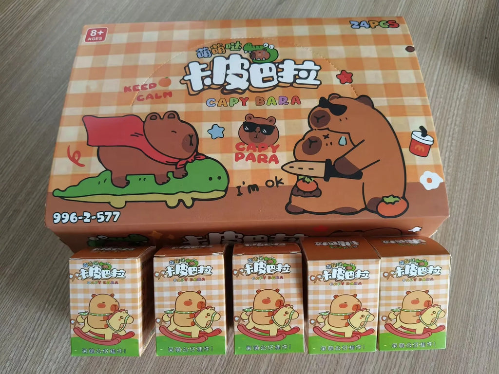 Caja Sorpresa con Llavero de Muñeco de Capibara, Juguetes de Descompresión de Lotería Musical para Niños, Decoración de Mochila de Capibara de Dibujos Animados