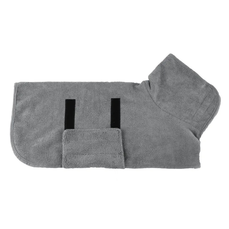 Toalla de albornoz para perros 2 en 1, cinta mágica ajustable, bata de secado rápido, ropa súper absorbente para mascotas para perros pequeños y medianos después del baño