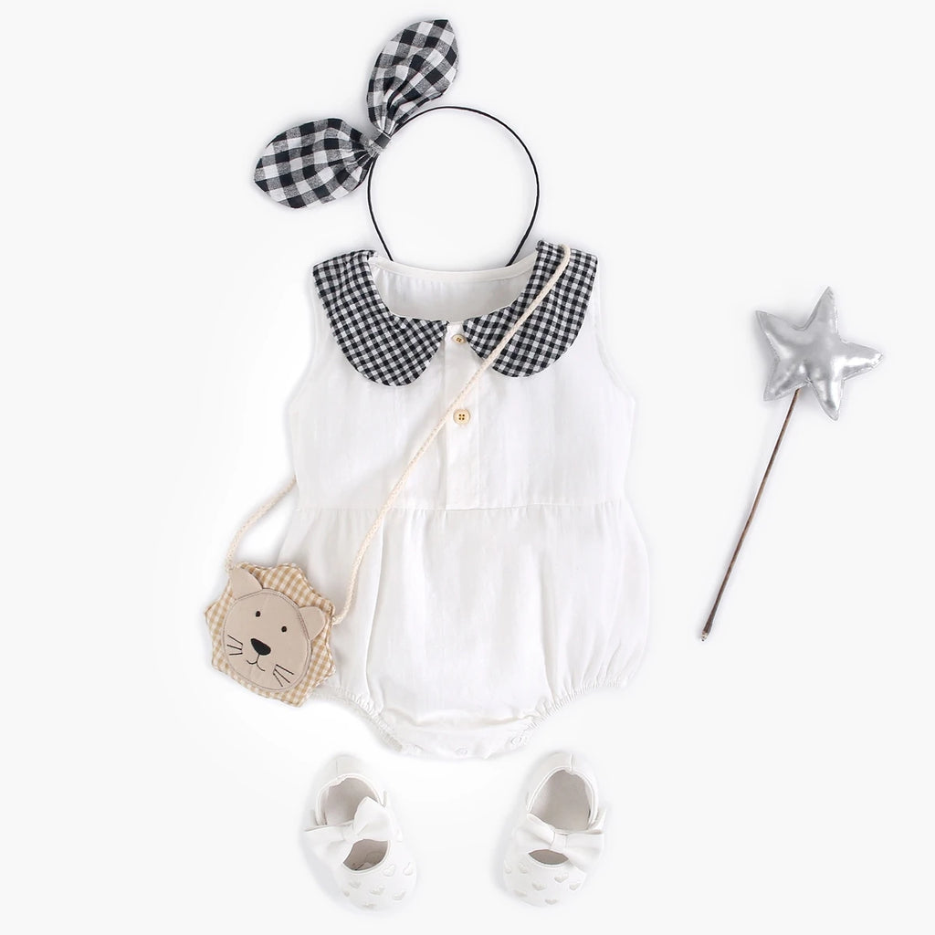 Sanlutoz-Body de algodón para bebé, ropa a cuadros bonita para recién nacido, monos infantiles de princesa sin mangas para niña pequeña