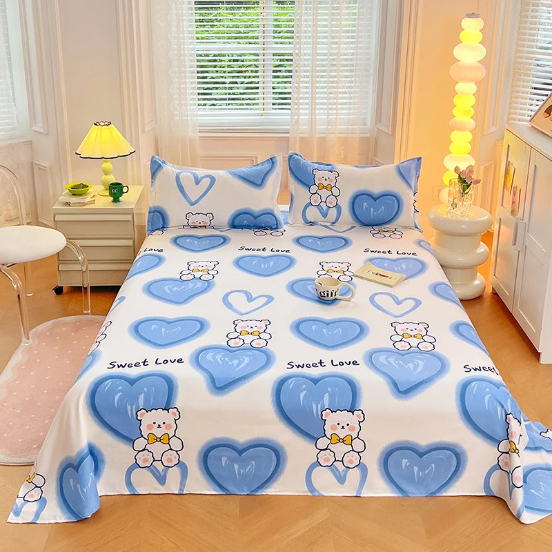 Sábanas Suaves y Agradables al Tacto, Estampadas, para el Hogar, Planas, para Cama King, Queen, Individual, Doble, Transpirables, Duraderas, 1 o 3 Piezas/Juego